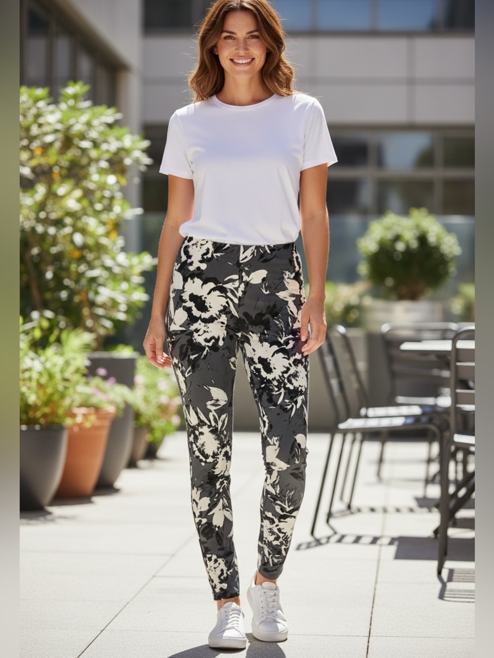 Clara Sun Woo Floral Print Slim Women's Pants Size Small